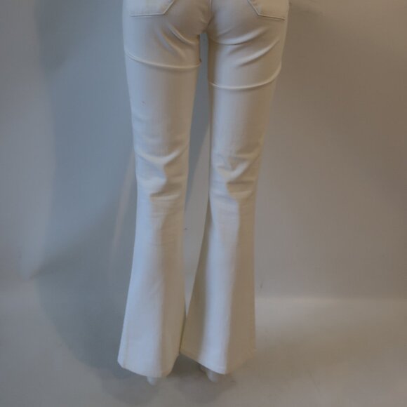 Women MiH Jeans Cream The Marrakesh Mid-Rise Kick Flare Denim Jeans 27 - Picture 8 of 9